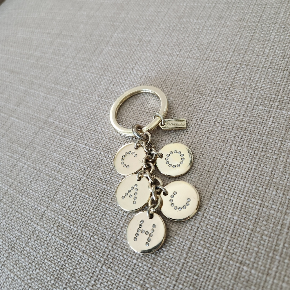 Rare Vintage Coach Gold Keychain Bag Charm with Crystal Accents - Picture 6 of 9